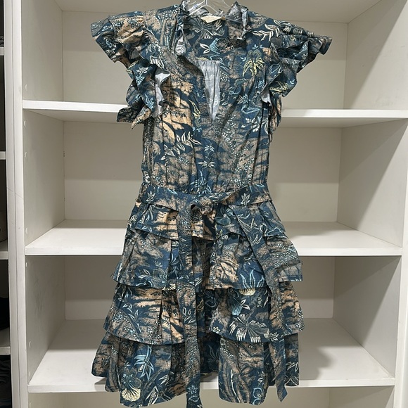 Ulla Johnson Floral Ruffle Dress in Blue - Picture 3 of 6